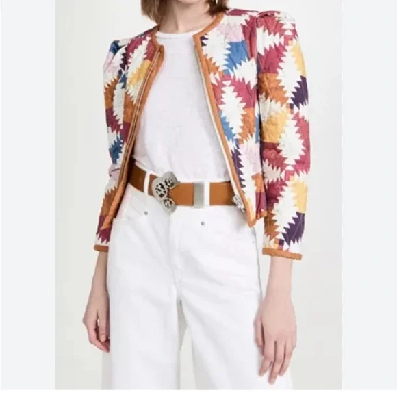 Isabel Marant Etoile Hafileal Quilt Quilted Jacket in Yellow - Picture 2 of 12